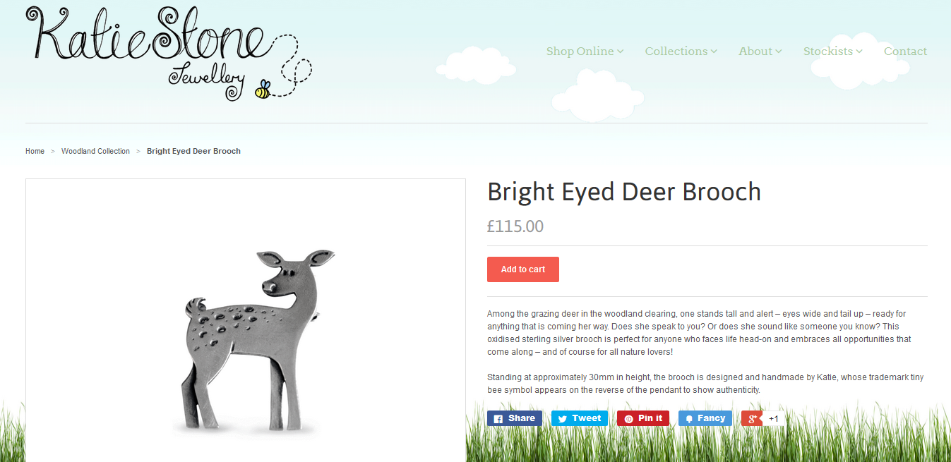 Katie Stone Bright Eyed Deer Brooch